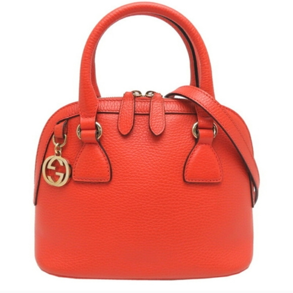 Gucci Coral Orange Mini Dome Satchel with Gold Charm